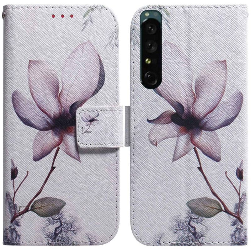 Flip Cover Sony Xperia 1 IV Vintage Pink Blomst