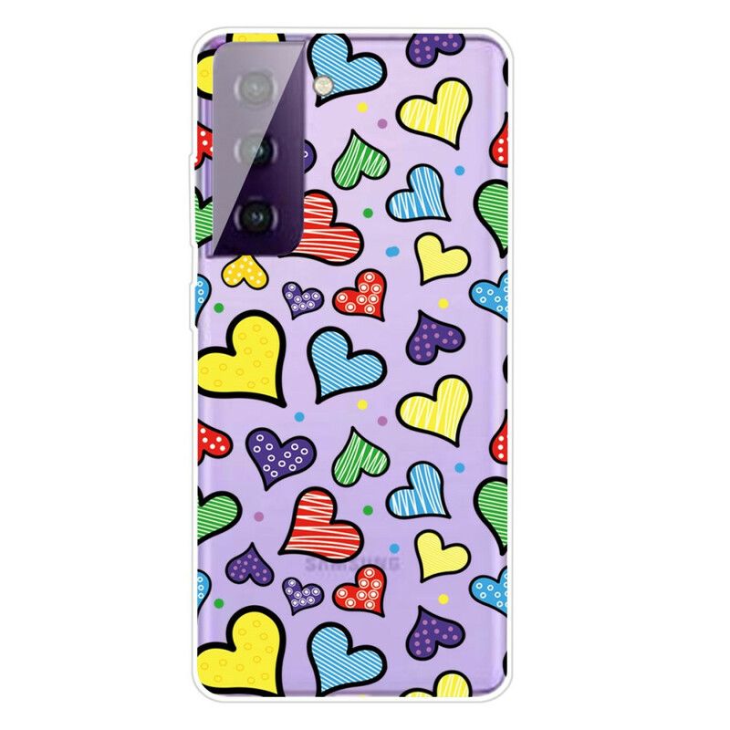 Cover Samsung Galaxy S21 FE Flerfarvede Hjerter