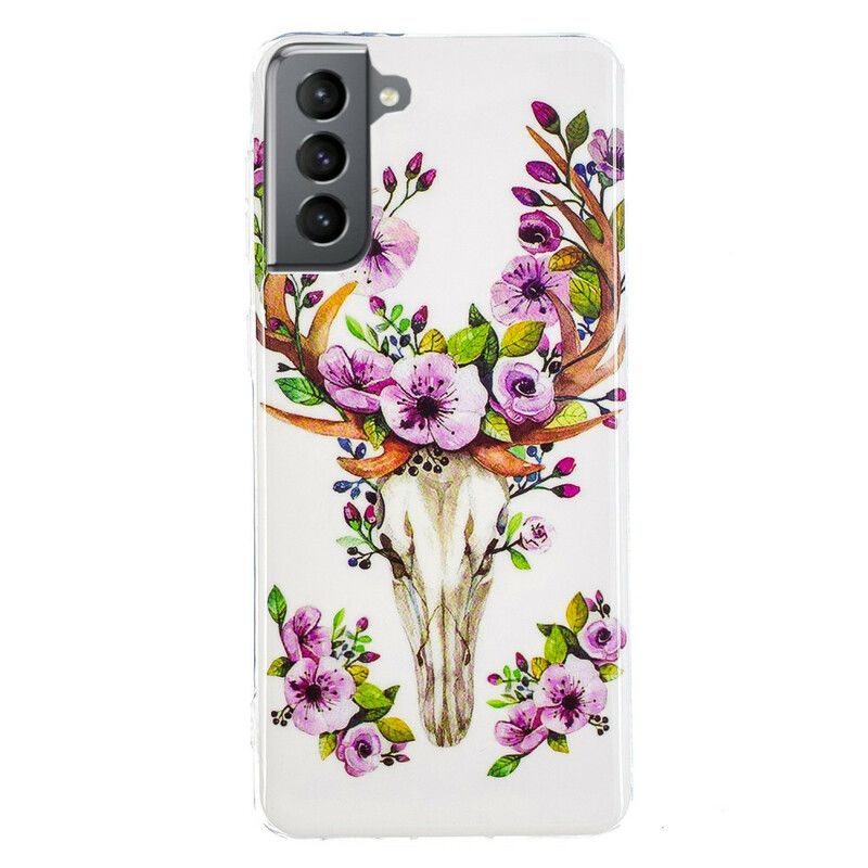 Cover Samsung Galaxy S21 FE Fluorescerende Blomsterelg