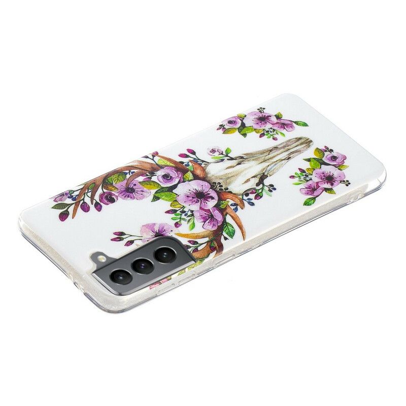 Cover Samsung Galaxy S21 FE Fluorescerende Blomsterelg