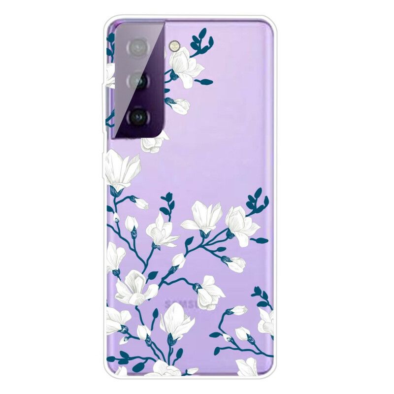 Cover Samsung Galaxy S21 FE Hvide Blomster