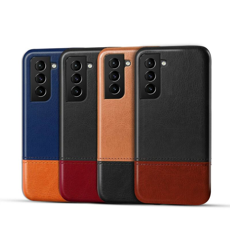 Cover Samsung Galaxy S21 FE Ksq Tofarvet Lædereffekt