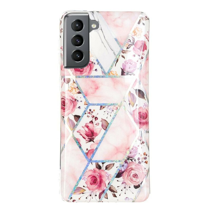 Cover Samsung Galaxy S21 FE Marmorerede Blomster