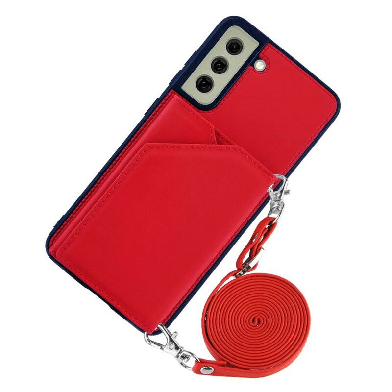 Cover Samsung Galaxy S21 FE Multi-card Support Håndfri Og Lanyard