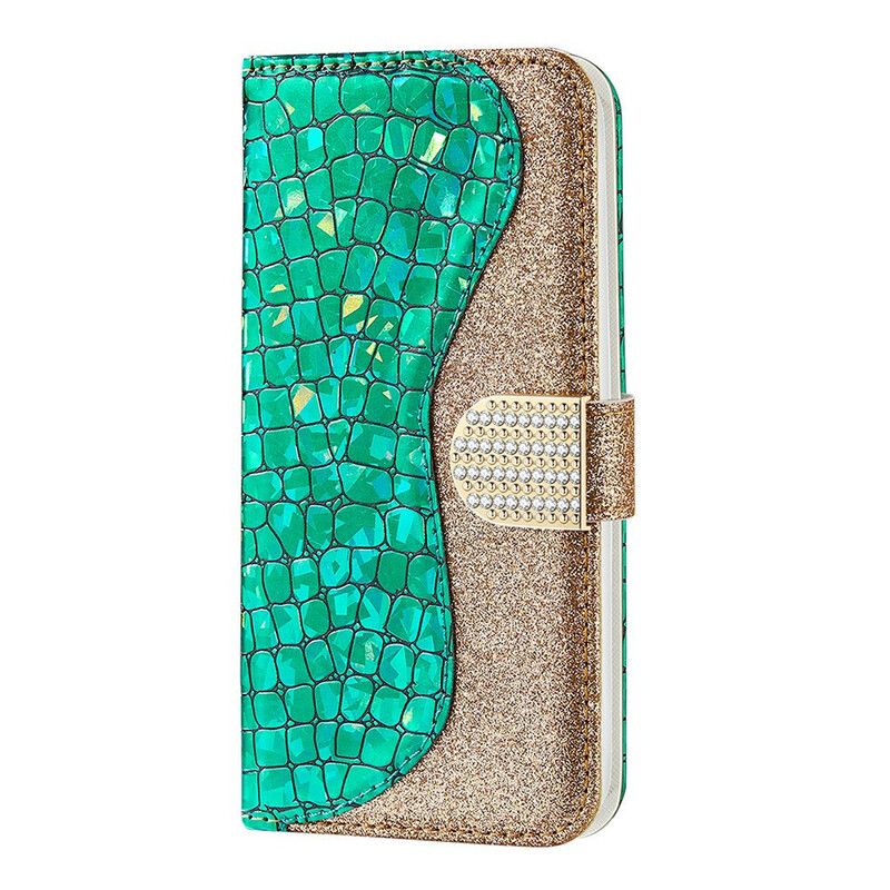 Flip Cover Samsung Galaxy S21 FE Croc Diamanter