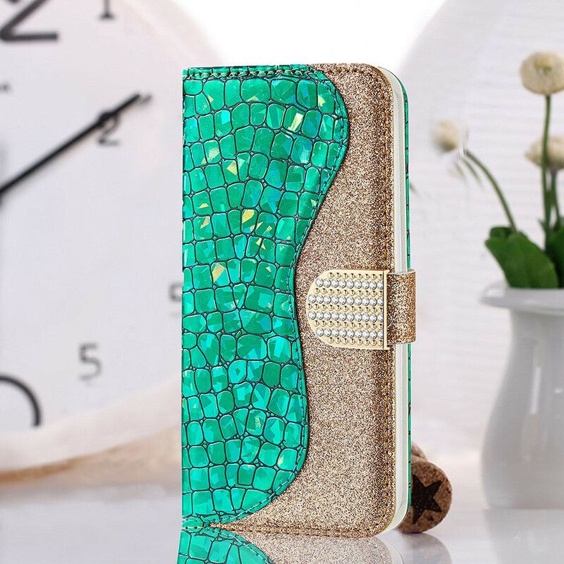 Flip Cover Samsung Galaxy S21 FE Croc Diamanter