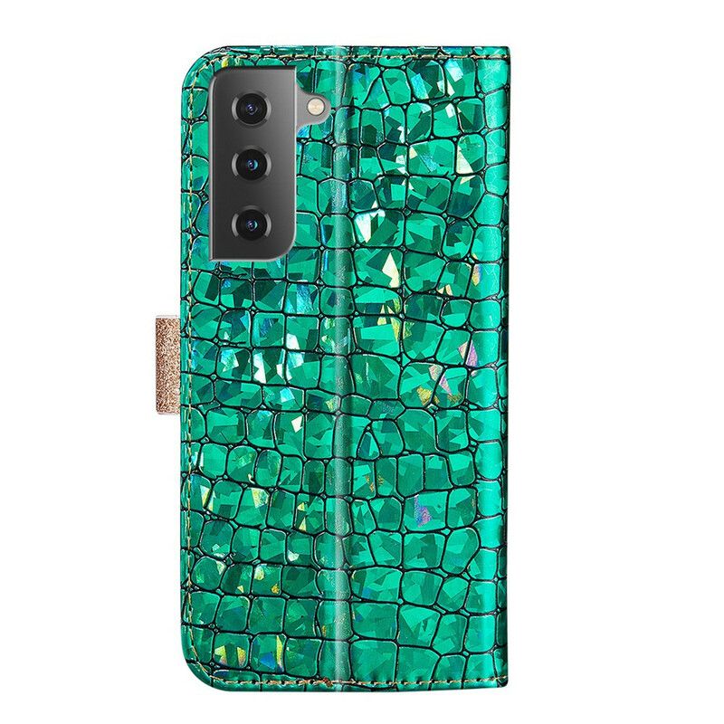 Flip Cover Samsung Galaxy S21 FE Croc Diamanter