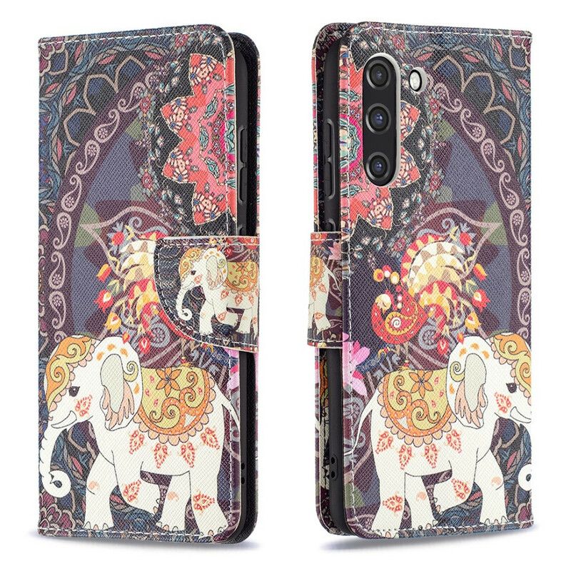 Flip Cover Samsung Galaxy S21 FE Etnisk Elefantmandala