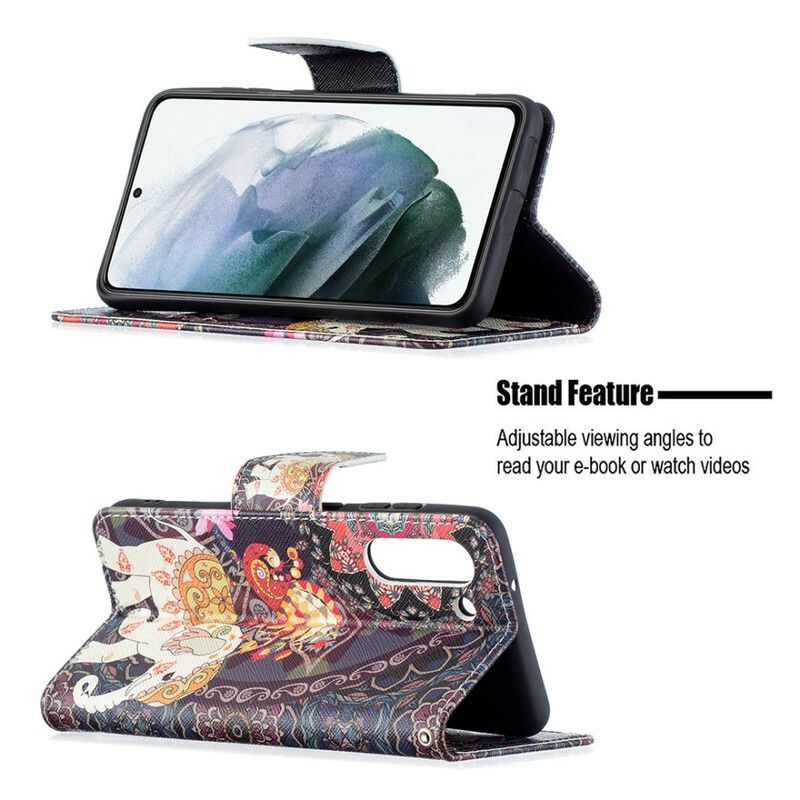 Flip Cover Samsung Galaxy S21 FE Etnisk Elefantmandala