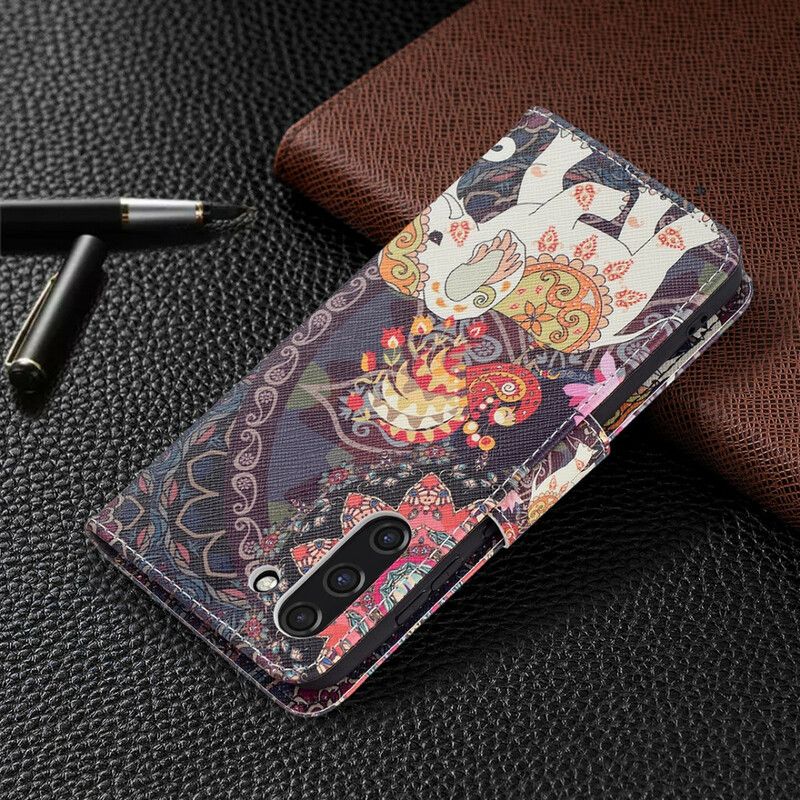 Flip Cover Samsung Galaxy S21 FE Etnisk Elefantmandala