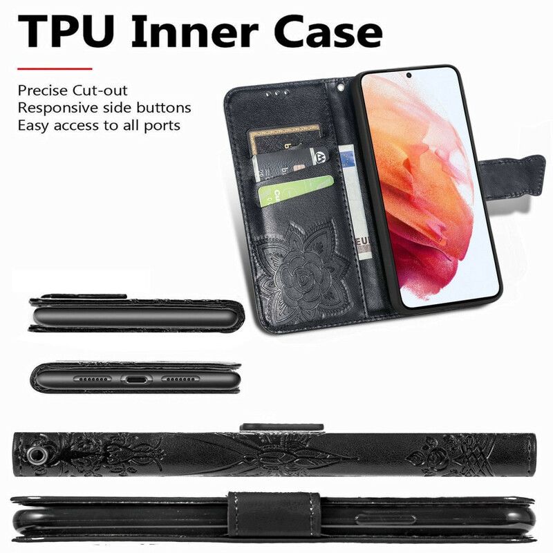 Flip Cover Samsung Galaxy S21 FE Halve Sommerfugle