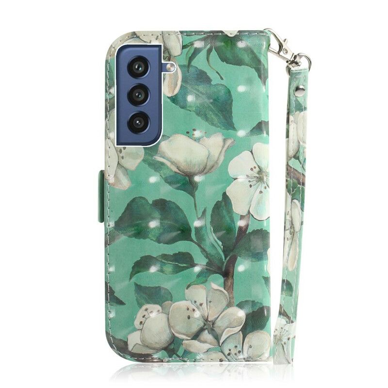 Flip Cover Samsung Galaxy S21 FE Med Snor Thong Blomstergren