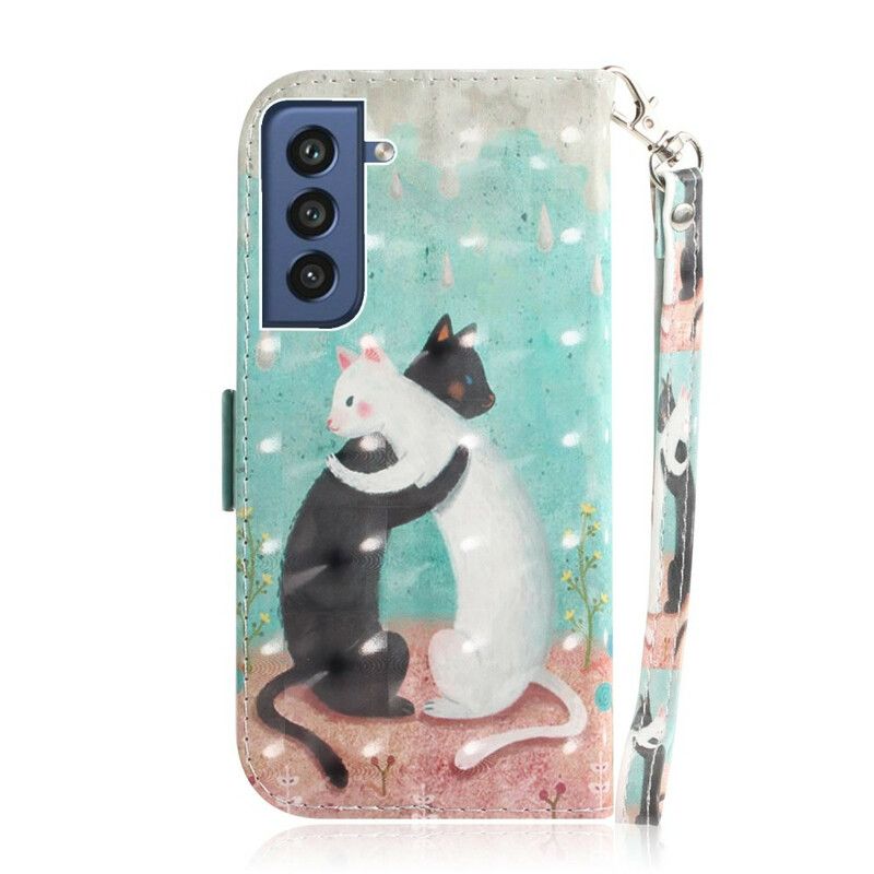 Flip Cover Samsung Galaxy S21 FE Med Snor Thong Cat Friends