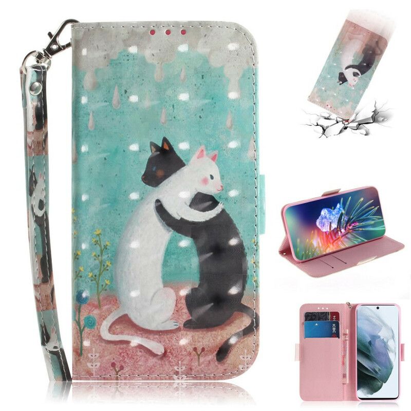 Flip Cover Samsung Galaxy S21 FE Med Snor Thong Cat Friends