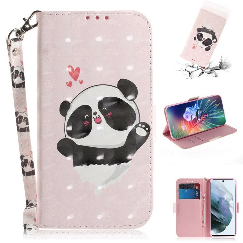 Flip Cover Samsung Galaxy S21 FE Med Snor Thong Panda Love