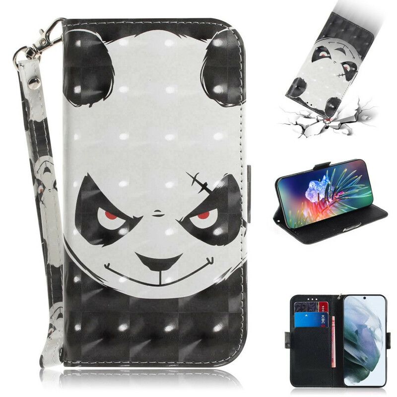 Flip Cover Samsung Galaxy S21 FE Med Snor Vred Panda Med Rem