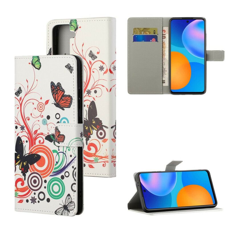 Flip Cover Samsung Galaxy S21 FE Sommerfugle Og Blomster