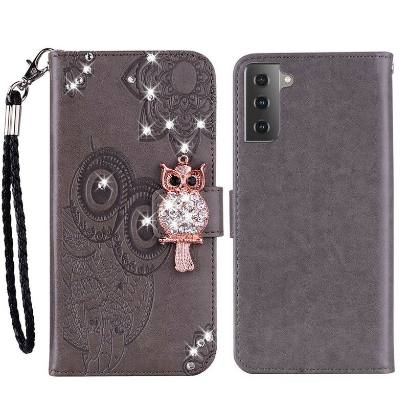 Flip Cover Samsung Galaxy S21 FE Ugle Mandala Og Charm