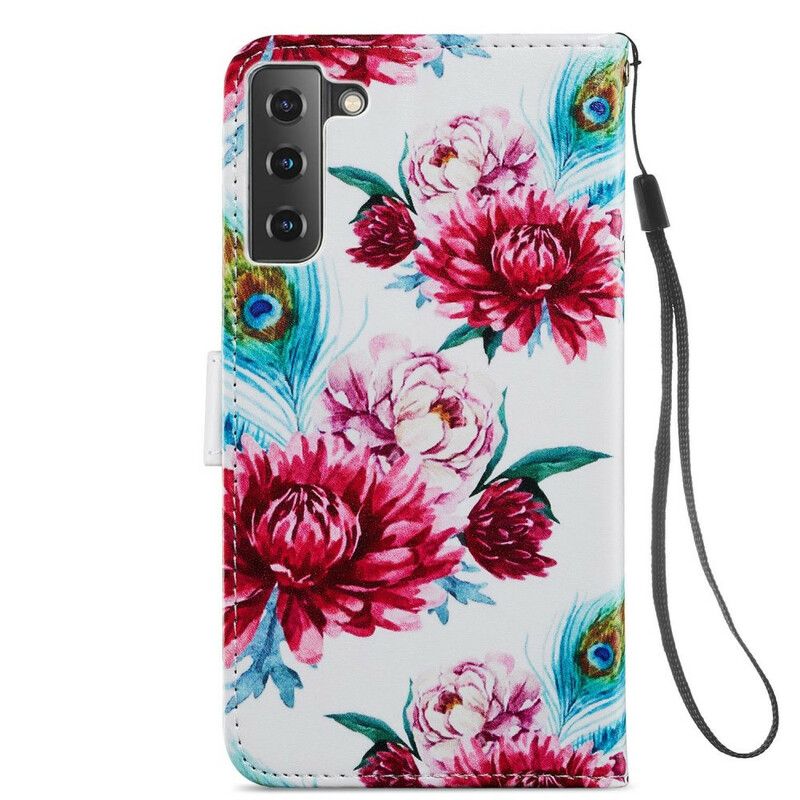 Læder Cover Samsung Galaxy S21 FE Intense Blomster