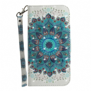 Læder Cover Samsung Galaxy S21 FE Med Snor Mestrerig Strappy Mandala