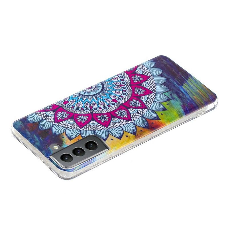 Mobilcover Samsung Galaxy S21 FE Fluorescerende Farverig Mandala