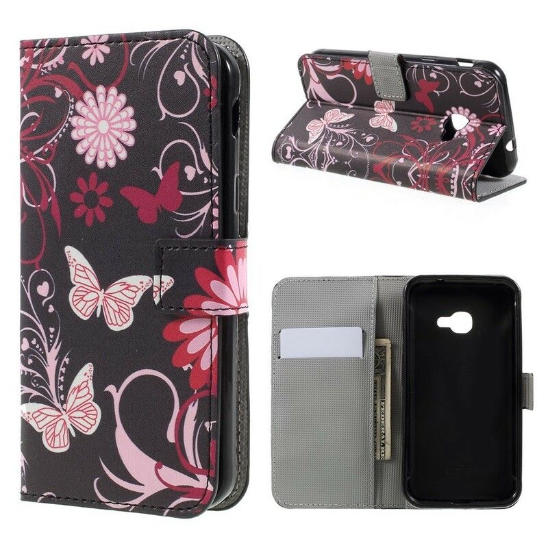 Flip Cover Samsung Galaxy XCover 4 / 4S Sommerfugle Og Blomster