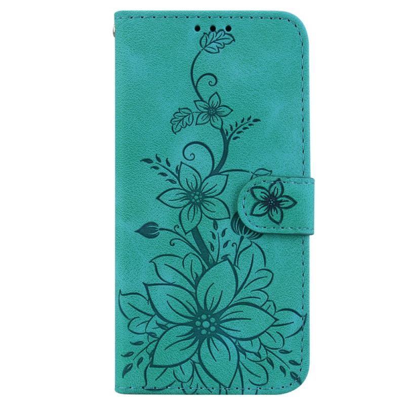 Flip Cover iPhone 15 Pro Max Med Snor Blomsterrem