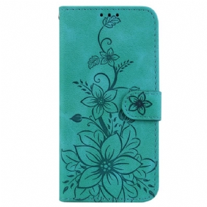 Flip Cover iPhone 15 Pro Max Med Snor Blomsterrem