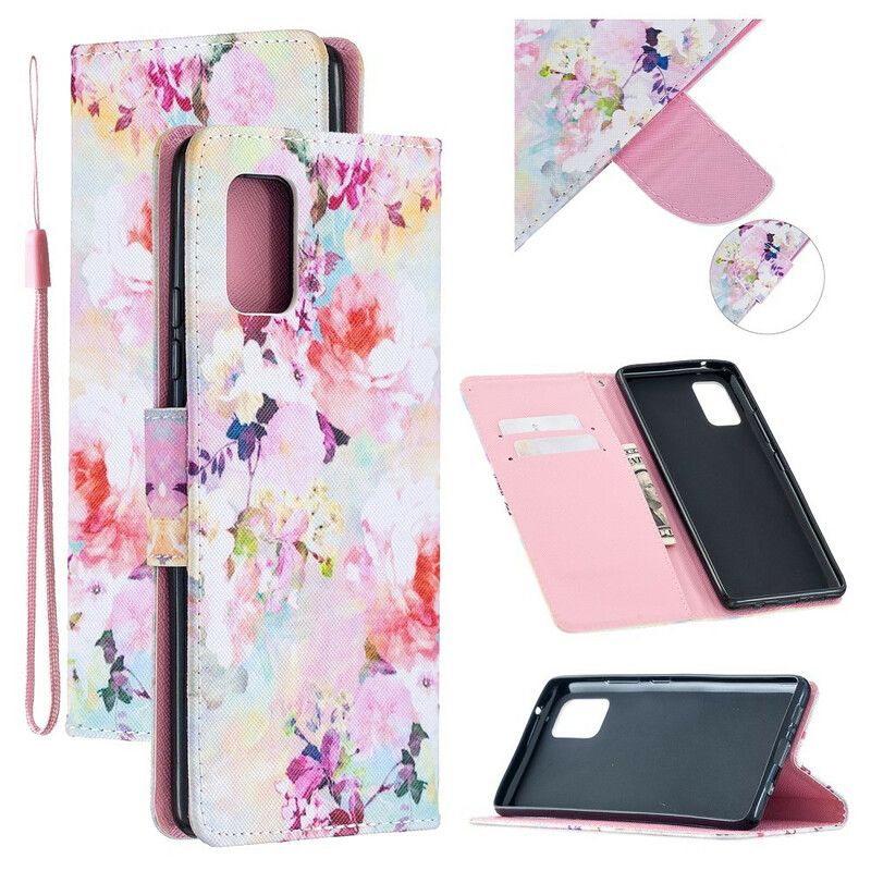 Flip Cover Samsung Galaxy A51 5G Med Snor Vintage Strappy Floralies