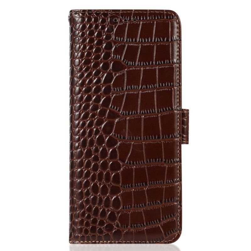 Flip Cover Oppo Reno 7 Ægte Rfid Crocodile Style Læder