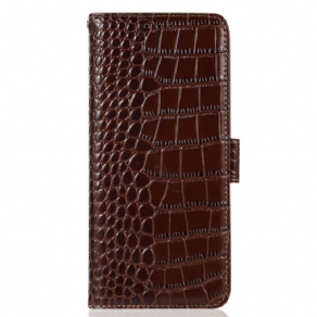 Flip Cover Oppo Reno 7 Ægte Rfid Crocodile Style Læder