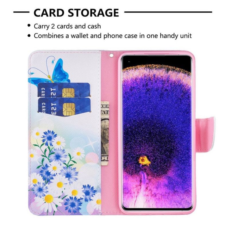 Flip Cover Oppo Reno 7 Akvarelsommerfugle