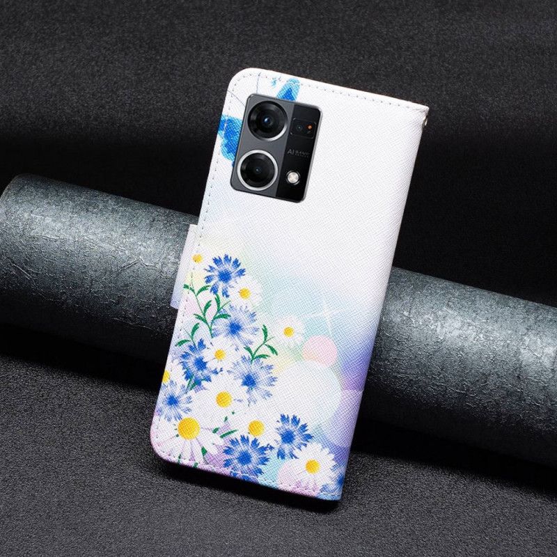 Flip Cover Oppo Reno 7 Akvarelsommerfugle