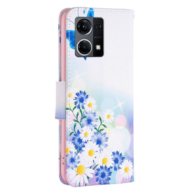 Flip Cover Oppo Reno 7 Akvarelsommerfugle