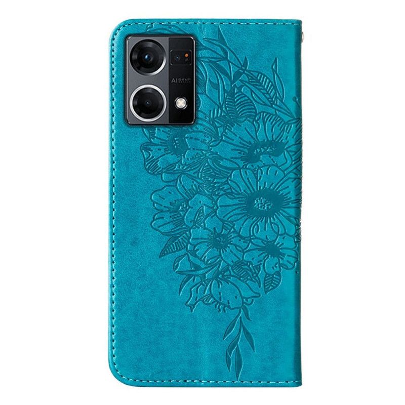 Flip Cover Oppo Reno 7 Sommerfugl Med Snor