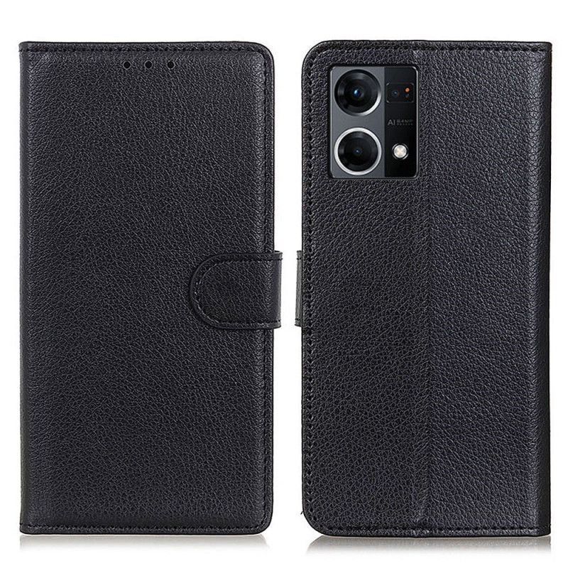 Flip Cover Oppo Reno 7 Traditionel Litchi-læderstil