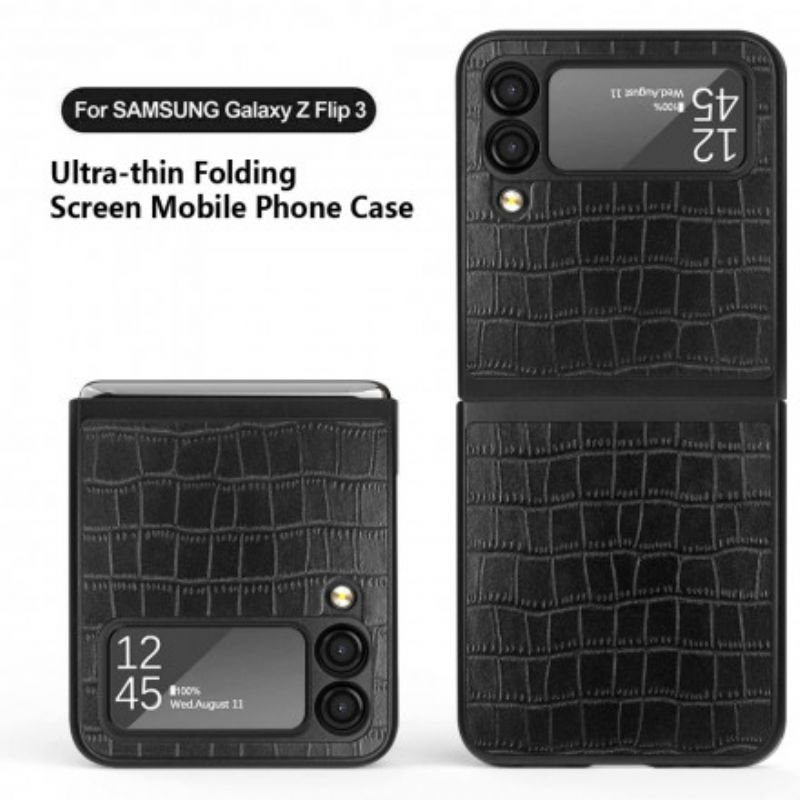 Cover Samsung Galaxy Z Flip 3 5G Flip Cover Krokodillehudstil