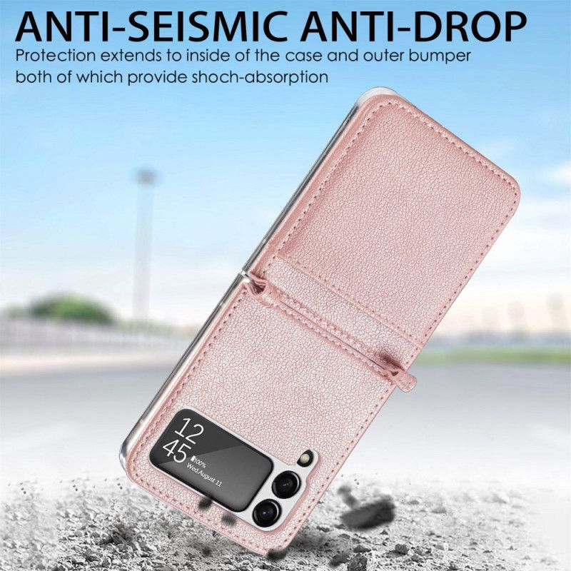 Cover Samsung Galaxy Z Flip 3 5G Flip Cover Læder Tekstur Kortholder