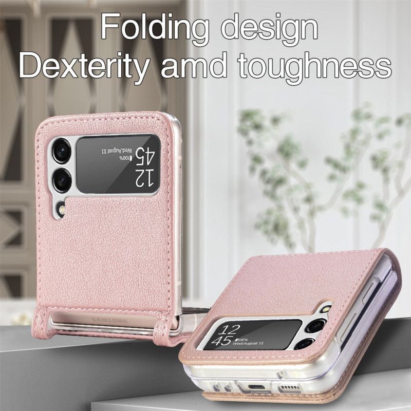 Cover Samsung Galaxy Z Flip 3 5G Flip Cover Læder Tekstur Kortholder