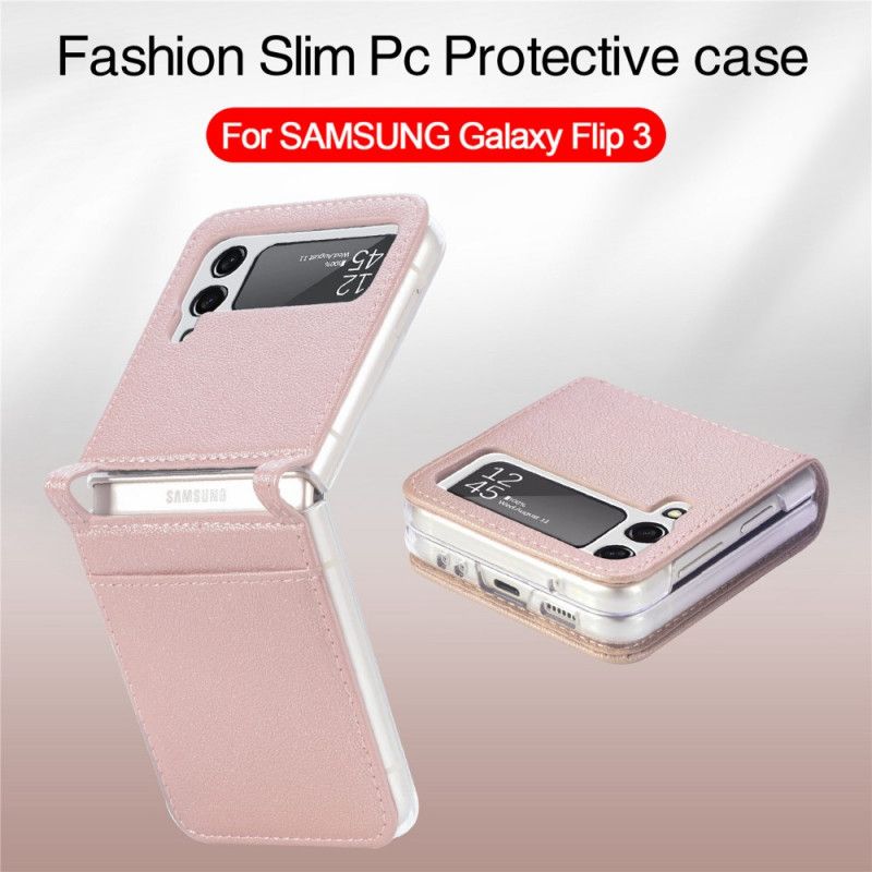 Cover Samsung Galaxy Z Flip 3 5G Flip Cover Læder Tekstur Kortholder