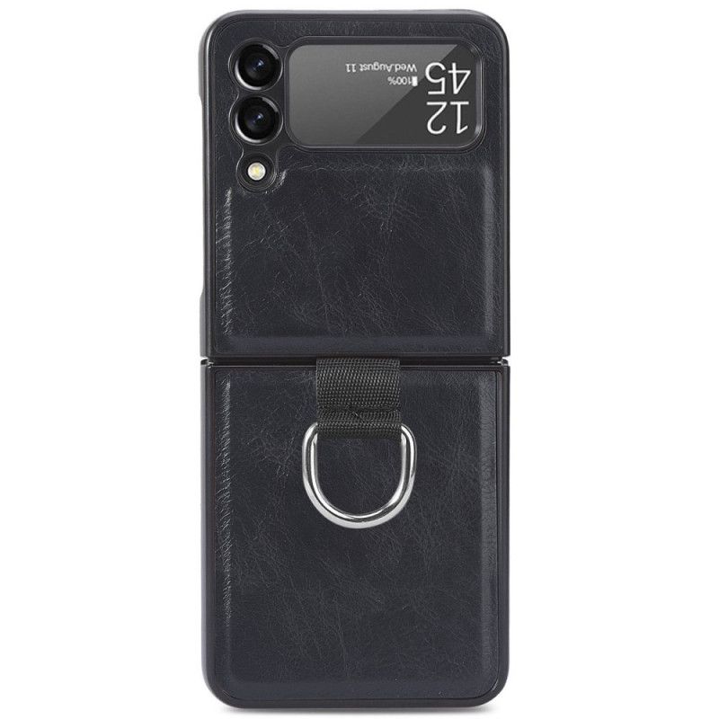 Cover Samsung Galaxy Z Flip 3 5G Flip Cover Vintage Læderstil Med Ring