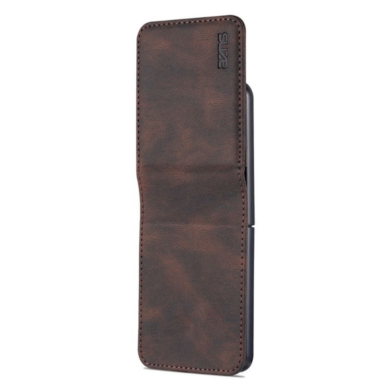 Etui Samsung Galaxy Z Flip 3 5G Flip Cover Lædereffekt Kortholder Og Rem Azns