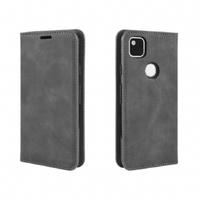 Cover Google Pixel 4a Flip Cover Blødt Silkelædereffekt