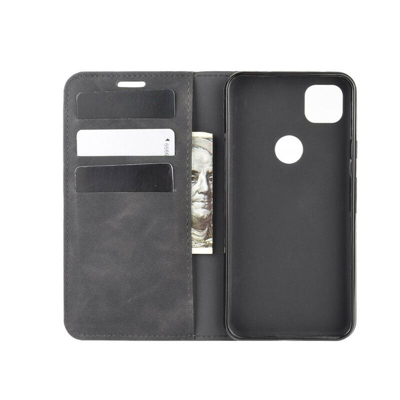 Cover Google Pixel 4a Flip Cover Blødt Silkelædereffekt