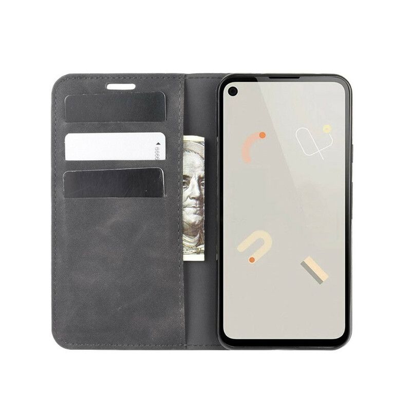 Cover Google Pixel 4a Flip Cover Blødt Silkelædereffekt