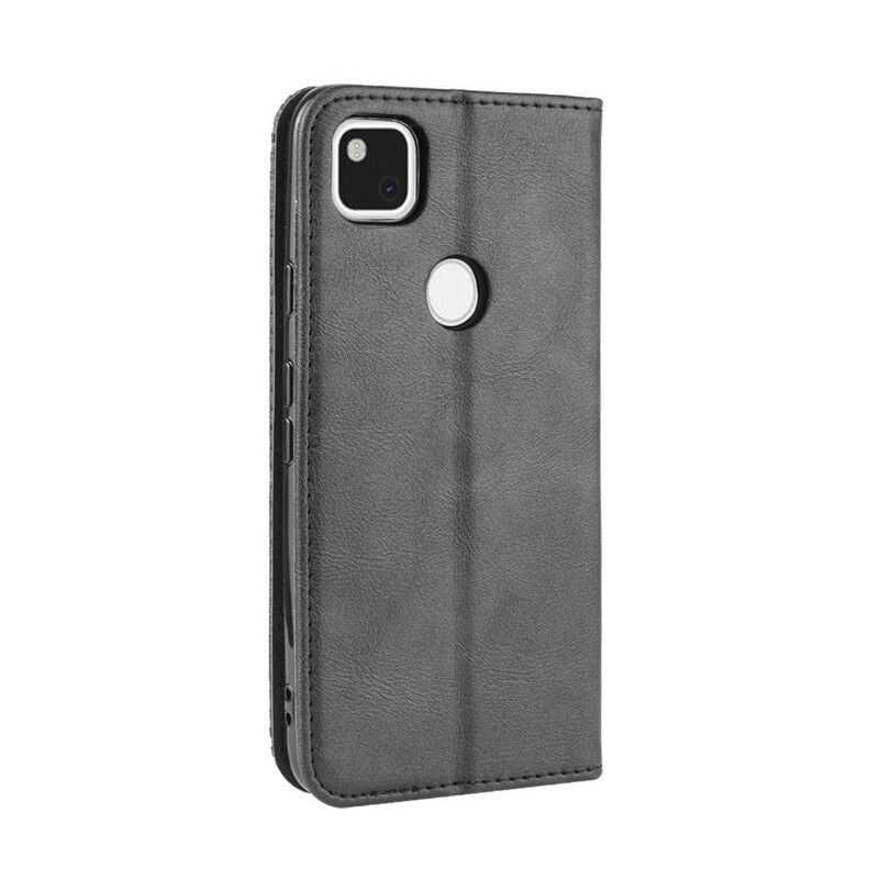 Cover Google Pixel 4a Flip Cover Vintage Stiliseret Lædereffekt