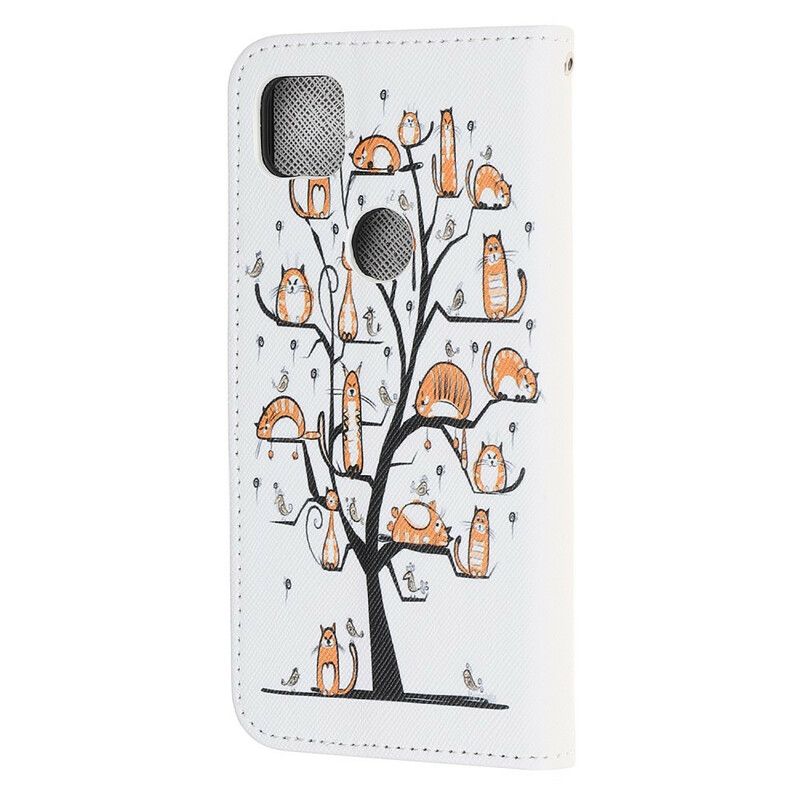 Flip Cover Google Pixel 4a Med Snor Funky Katte Med Rem