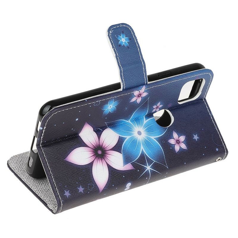 Flip Cover Google Pixel 4a Med Snor Lunar Strap Blomster