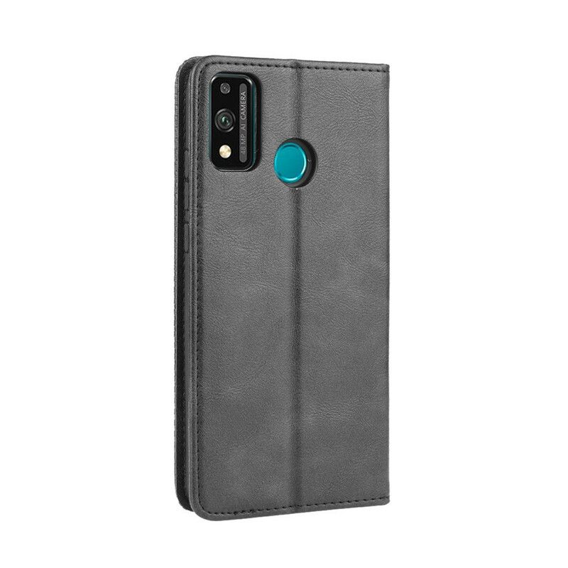 Cover Honor 9X Lite Flip Cover Vintage Stiliseret Lædereffekt