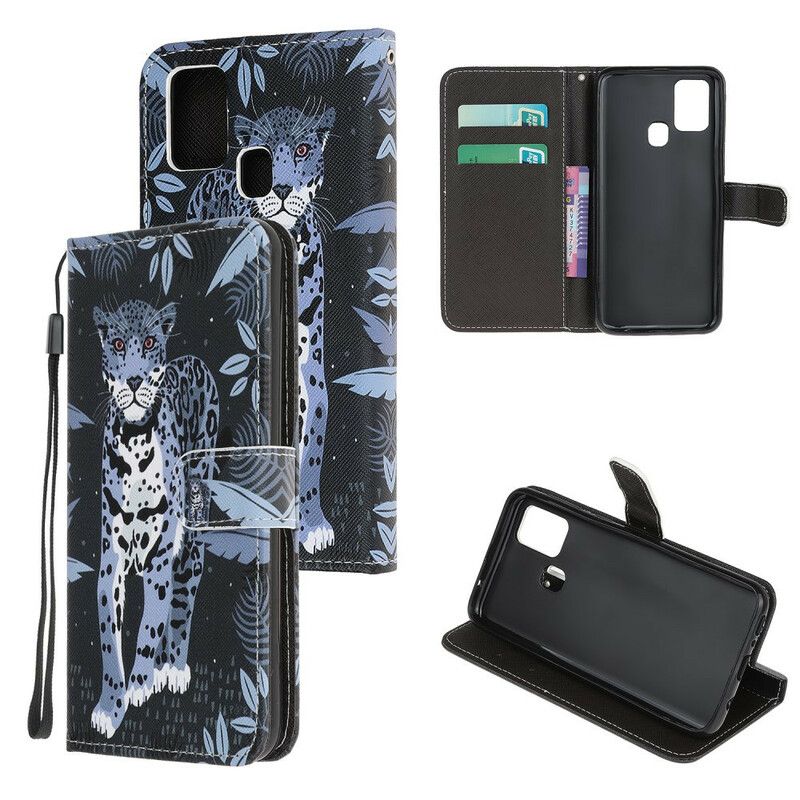 Flip Cover Honor 9X Lite Med Snor Thong Leopard